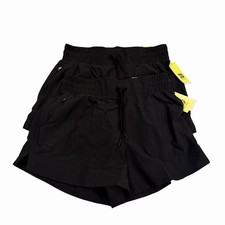 (2) All in Motion Shorts Womens Athletic Woven Stretch Mid-Rise Small Black NWT
