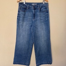 Lands' End Women's 16W Wide Leg High Rise Faded Denim Jeans Blue