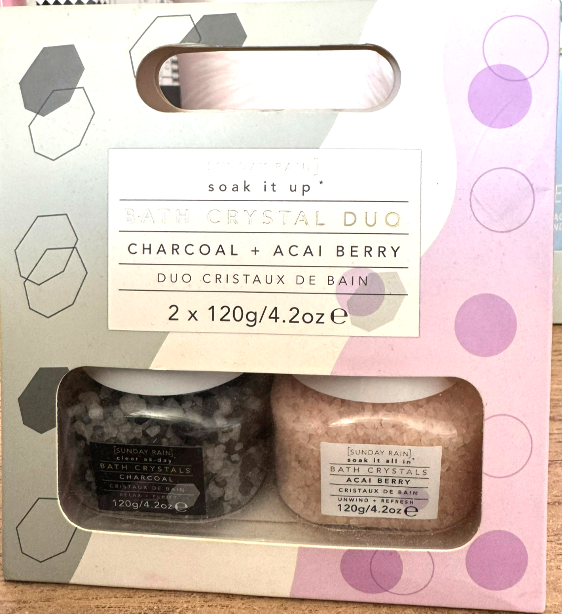 Bath Crystal Duo Charcoal and  Acai Berry - Soak it up Sunday Rain