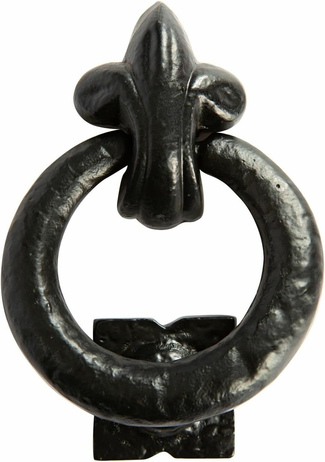 Fleur De LYS Black Antique Ring Door Knocker,Cast Iron Ring Knocker,Traditional