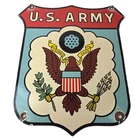 Vintage US Army Sign - Gas Pump American Shield Porcelain Sign