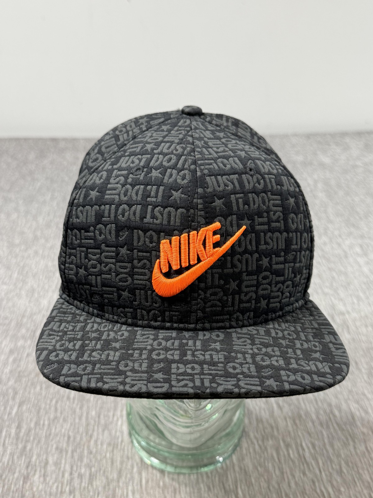 Nike Pro Hat Cap Snap Back One Size Black Just Do It Mens Orange Swoosh
