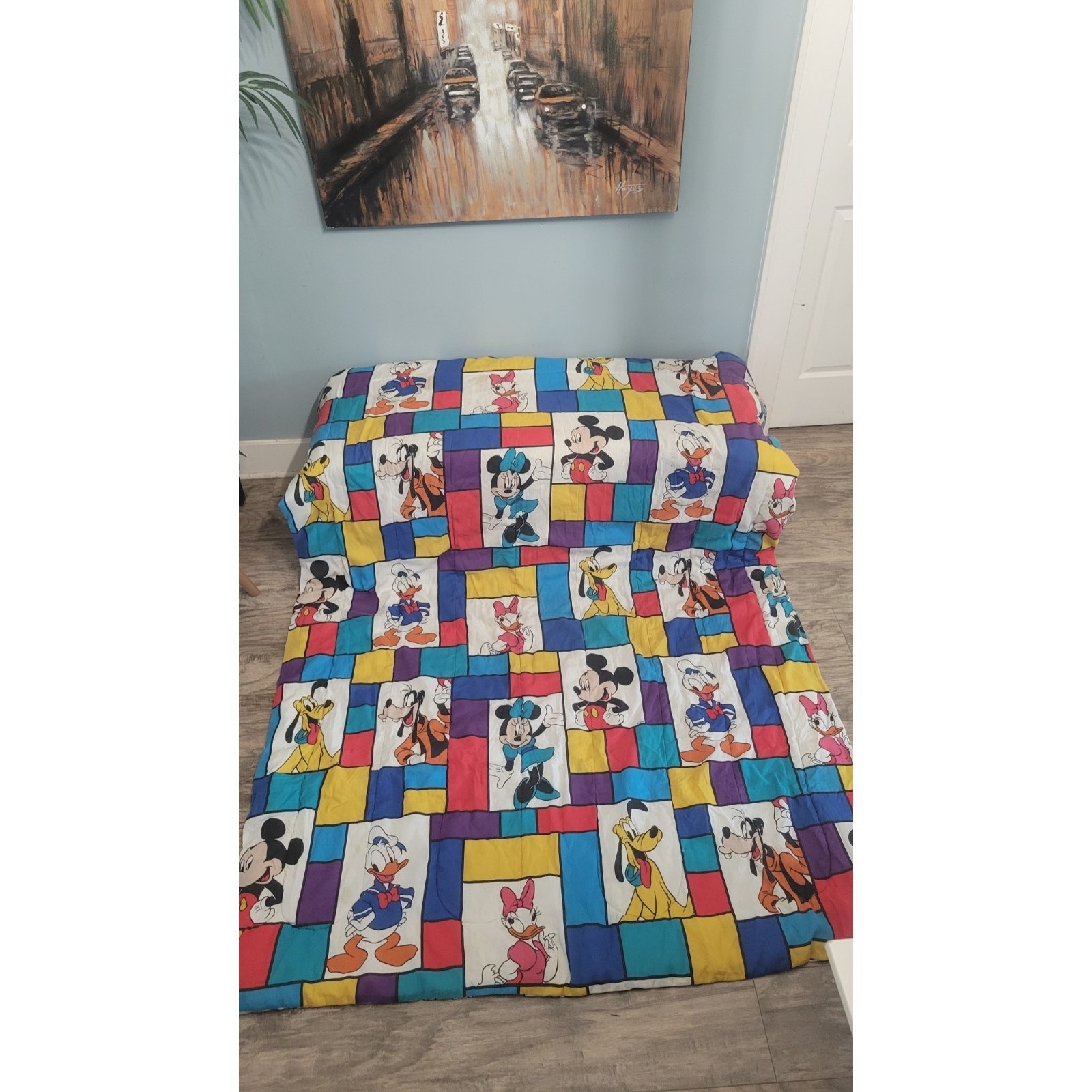 Vintage Disney Mickey & Friends Comforter Twin/Full Size – Color Block 80s 90s
