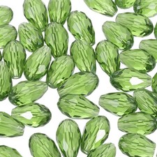 10mm Faceted Glass Beads, 50 Pcs Green Bicone Birthstone Bead