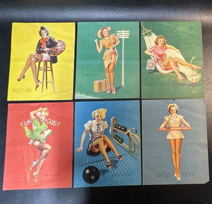 Original Vintage Pin-Up Art Prints Lot of 6 Covered/Clothed incl. Palette Able