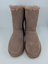 UGG Bailey Bow II Chestnut Suede Sheepskin Fur-Lined Boots Size 7