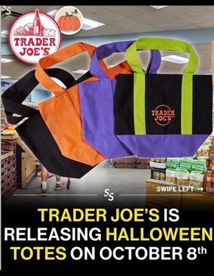 Trader Joe s Mini Canvas Tote Bag 4 Color Set Limited Halloween Edition  