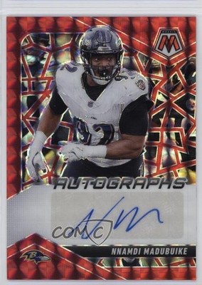 2025 Panini Mosaic Red Prizm 119/199 Justin Madubuike Nnamdi #AMC-NME Auto 1j9t