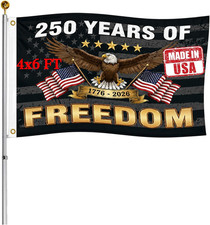 Double Sided USA 250Th Anniversary Flag 4X6 FT - Heavy Duty 3-Ply Polyester Bald