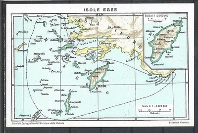1930 Aegean Islands Map, Postcard