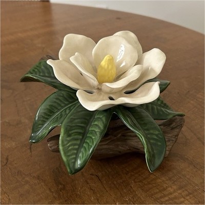 Jamar Mallory Ceramic Magnolia Flower Figurine Signed 7in