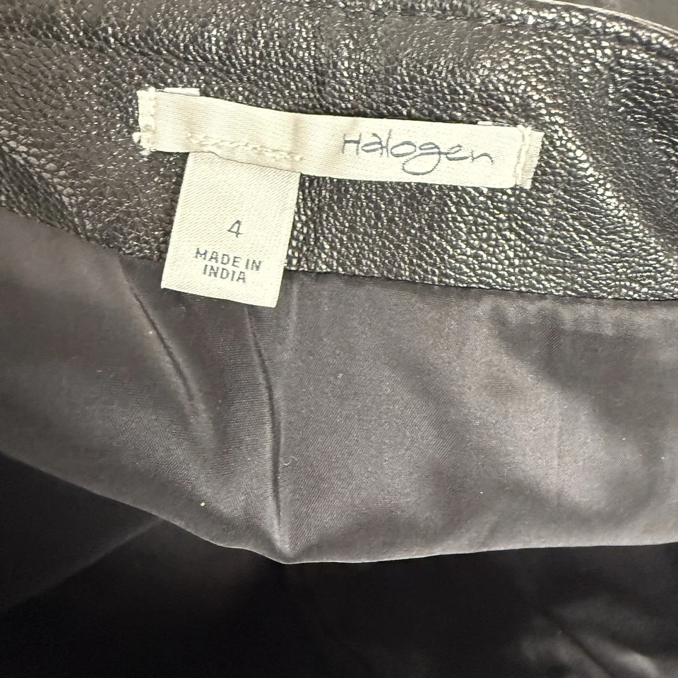 Falda halógena Nordstrom negra 100 % cuero genuino real 4 Midi Chic City Foto 2 de 4