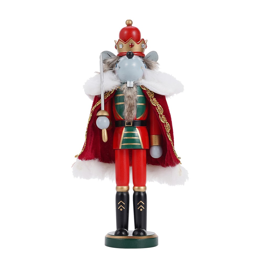12'' Nutcracker Soldier Vintage Wooden Nut Cracker Ornament Red Mouse Home Decor