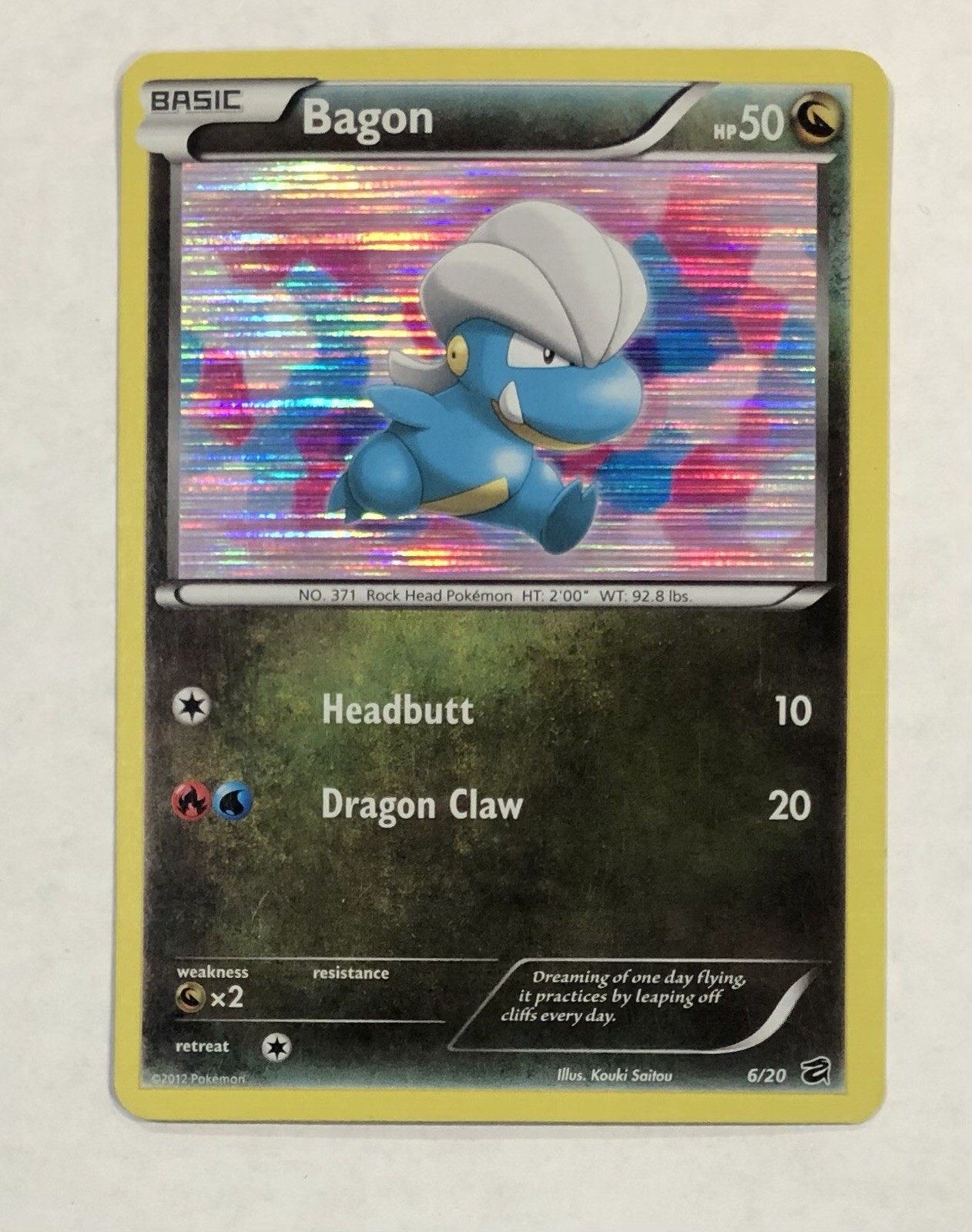 Pokémon BAGON Card 6/20 Holo Rare Dragon Vault LP Unlimited Light Play English