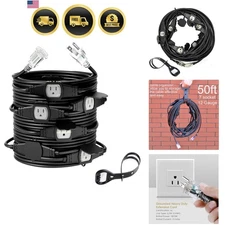 50FT Power Extension Cord with 7 Outlets Outdoor Heavy Duty 12 Gauge