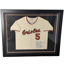 BROOKS ROBINSON AUTOGRAPHED-INSCRIBED MITCHELL & NESS FRAMED JERSEY - PSA