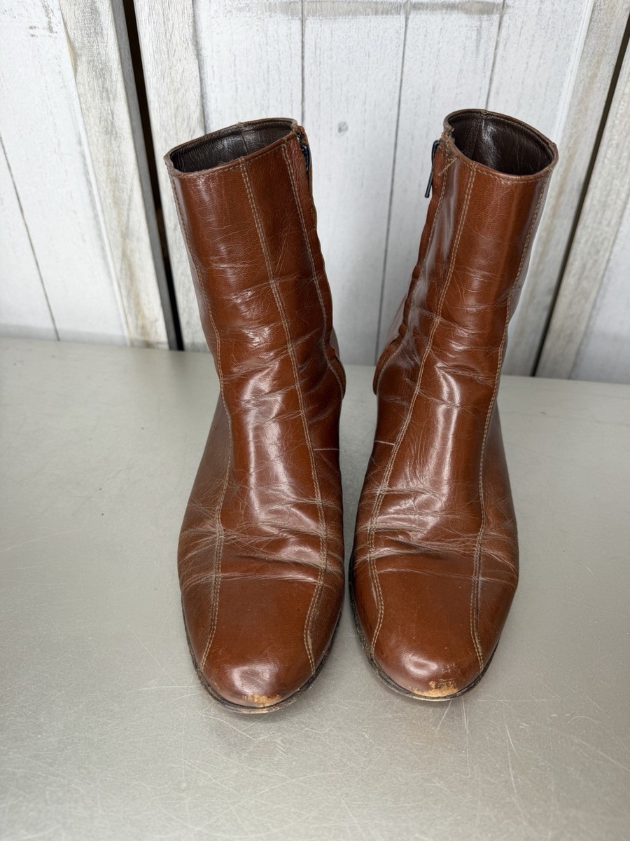 Vintage Florsheim Light Brown Hazelnut Boots Quarter Length Lining