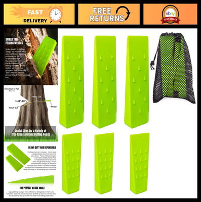 6 Pack Tree Cutting Wedges with Spikes & Storage Bag - 8'' & 5.5'' Sizes, Felling