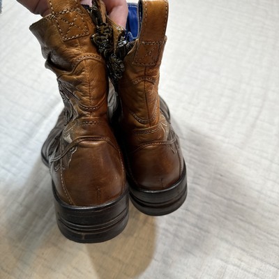 Mark Mason Rock Lives Mens 8.5 Leather Zip Up Boots Made In Italy