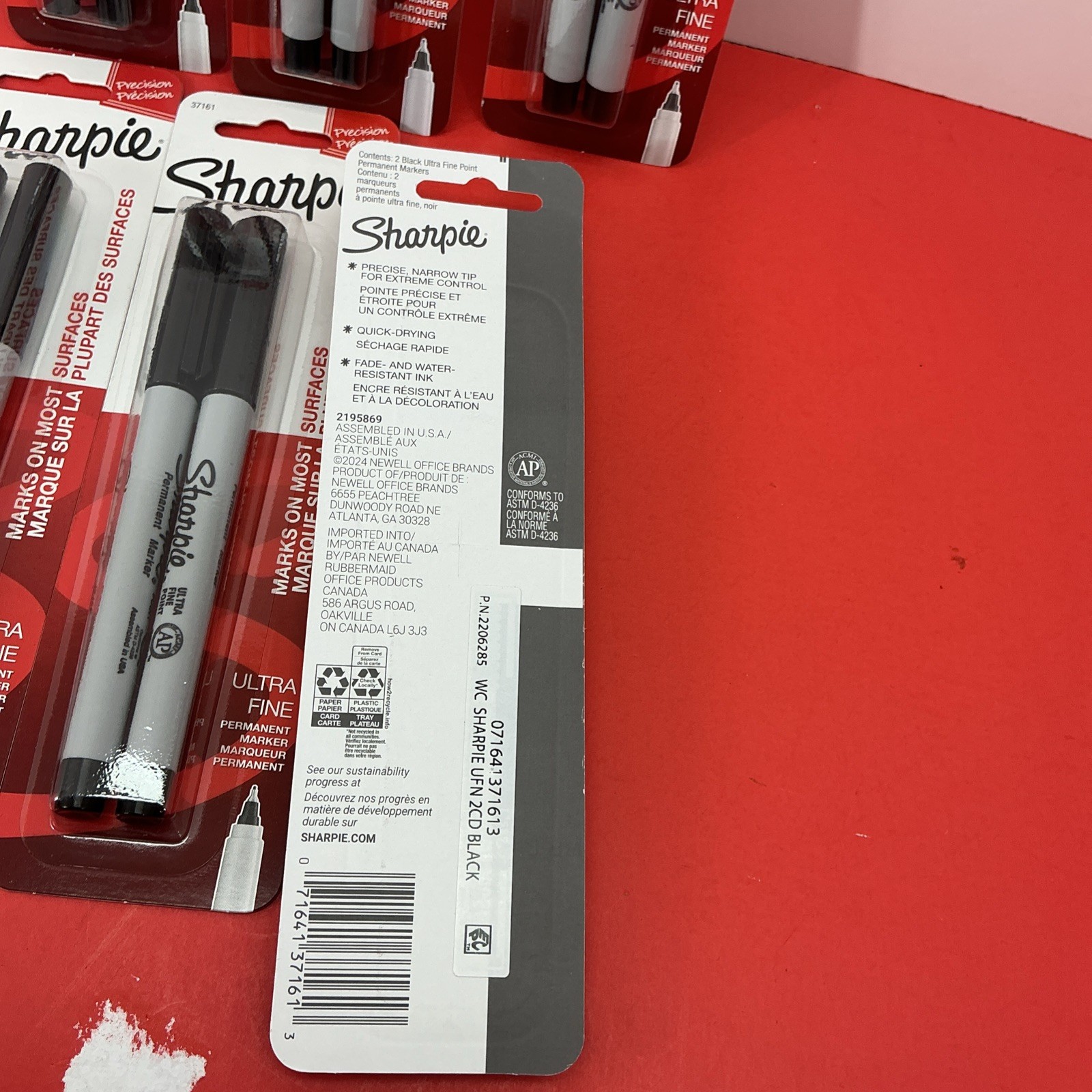 Sharpie Permanent Markers, Ultra Fine Point, Black Ink, 2-Count Pack Of 6