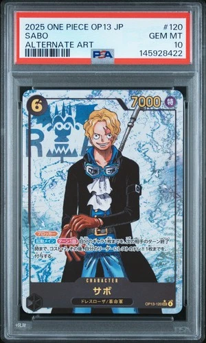 2025 ONE PIECE JAPANESE OP13-CARRYING ON HIS WILL ALTERNATE ART #120 SABO PSA 10