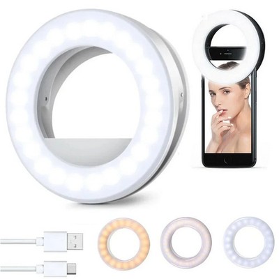 Portable Selfie Ring Light Rechargeable Clip-on 40LED Fill Light for Smart Phone