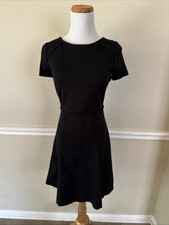 J.Crew W’s A-Line Classic Crew Neck Short Sleeve Stretch Black Dress Size 0/XS