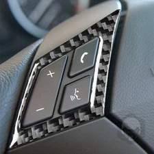 Steering Wheel Button Cover Trim B For BMW 5 Series E60 04-10 Real Carbon Fiber