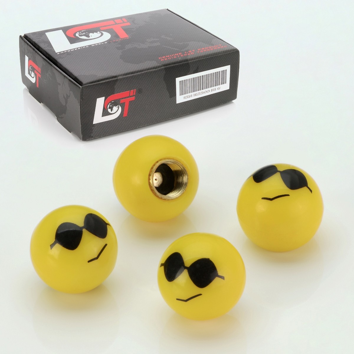 4x Valve Caps Tyre Valve Cover Ball Smiley Sunglasses for Mazda