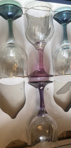 Crystal  3A Colored Set  of 4 Wine 🍷Glasses- Made in Italy-W/ Box-4 Colors!