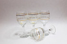 Circleware Dutchess Crystal Wine Goblet Blown Glass Clear Gold Stripes — photo 1