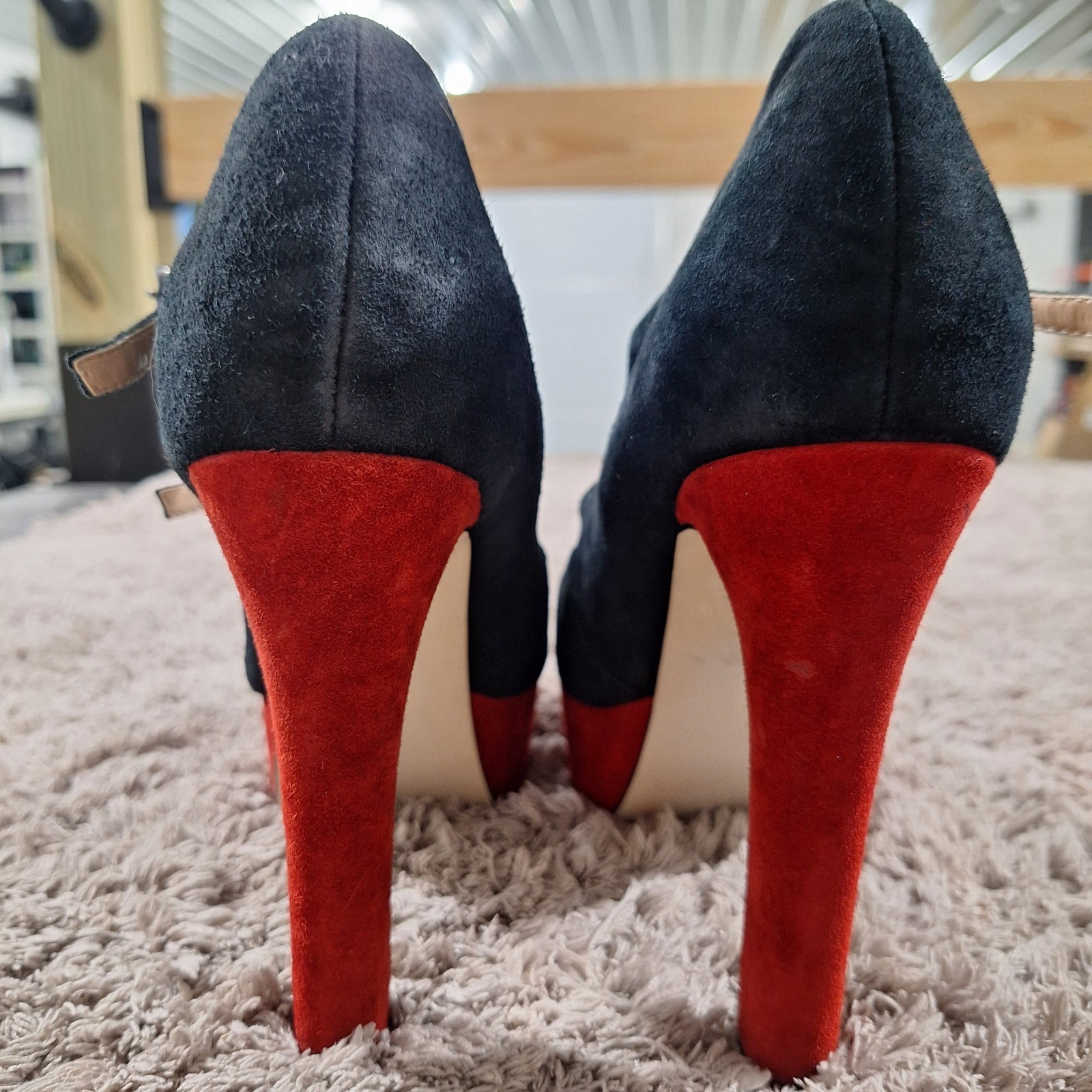 SAOLA Loris Sole Of Chicago pelle piacevole tacco alto plateau taglia 8 5 nero e rosso sexy