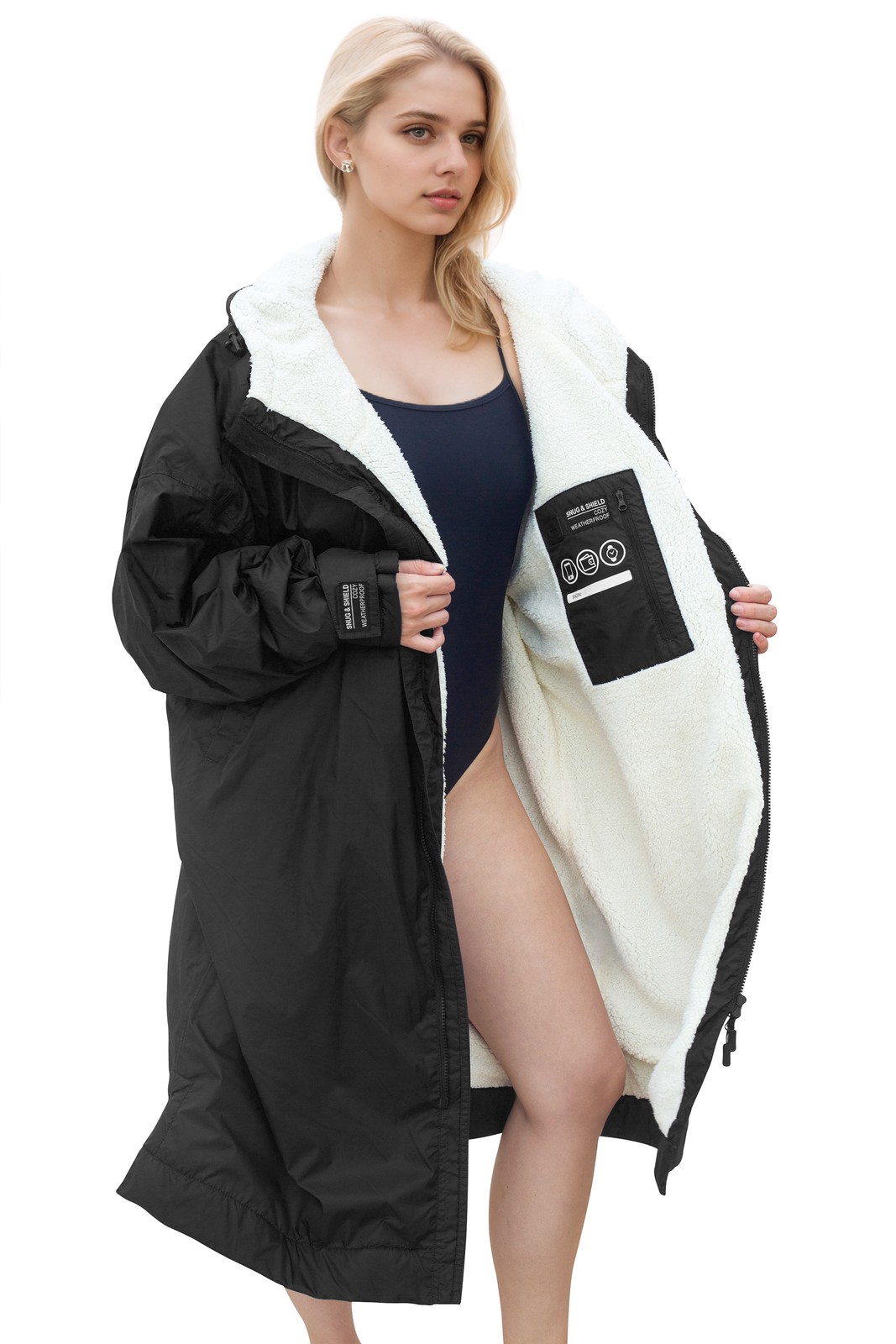 Parka de Natación Catalonia para Hombre Mujer, Impermeable Surf Natación Chaqueta Poncho Bata