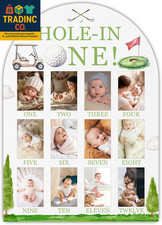 Hole in One My First Year Photo Board, Golf Baby Milestone Signs for Boys Girls