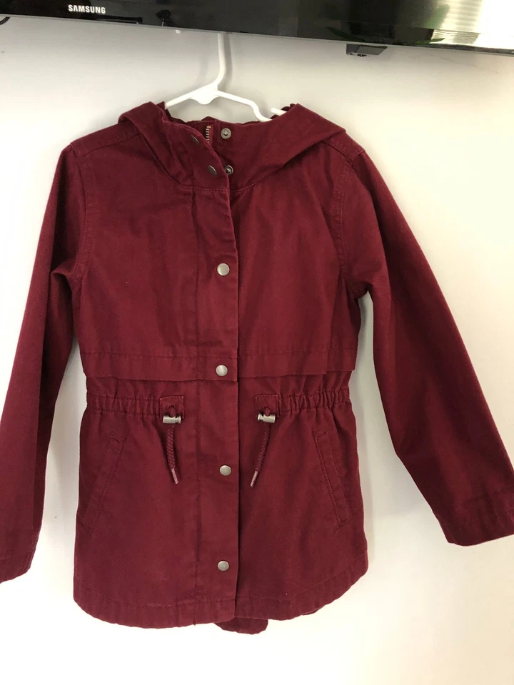 Old Navy Hooded Scout Jacket for Girls size S (6-7) color Crimson Cranberry - Image 2 of 4