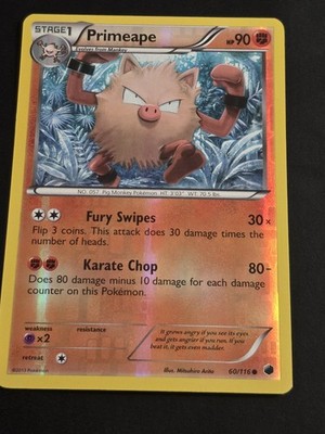 2013 POKEMON TCG PRIMEAPE 60 BLACK & WHITE PLASMA FREEZE REVERSE HOLO NM-LP
