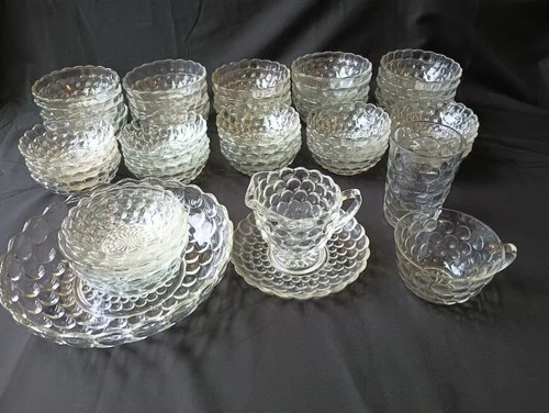VTG LOT OF 48  Anchor Hocking Depression-Era Bubble Glassware BOWLS 4.5" & MORE