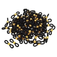 100pcs Eyeglass Chain Connector Silicone Strap Holder Chain End Loop Black Gold