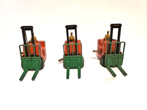 Three vintage Dinky Toys Coventry Climax Fork Lift Trucks #401 by Meccano Ltd.