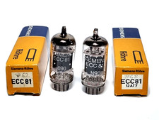 SIEMENS 12AT7/ECC81 MATCHED PAIR TESTED WITH ROETEST V10 NEW/NIB LONG PLATE