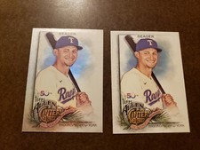 2 COREY SEAGER 2022 Allen and Ginter Base Card 119 & Silver Foil Hot Box Rangers
