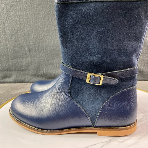 Janie & Jack Botas de Montar de Gamuza de Cuero Azul Marino para Niños Talla 13 Cremallera Ecuestre Dorada - Imagen 5 de 11