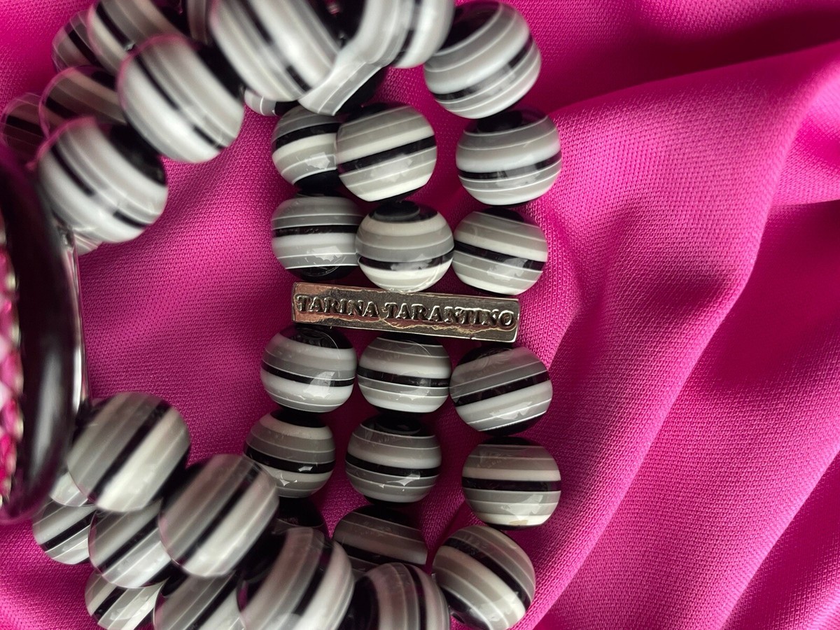 Tarina Tarantino Pink Head Mod Hello Kitty Striped Lucite