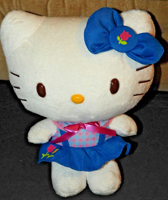 2013 Sanrio Hello Kitty Garden Collection Stuffed Plush Doll 10'' Blue Dress Bow