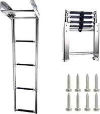 4-Step Stainless Steel Under Platform Slide Mount Ladder NIB