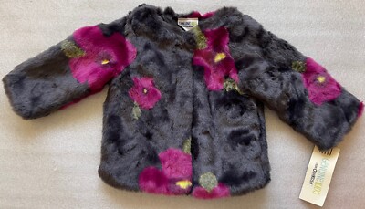 GENUINE KIDS, OSHKOSH, FAUX FUR SNAP FRONT COAT, 12 MONTHS, NEW $23.99 TAGS