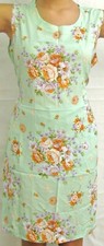 New 100% Rayon Women Floral Dress One size Pullover W/Waist ties Mint Multi