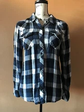 Rails Blue Plaid Button Down Long Sleeve Shirt Top Blouse Size Small