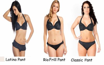 FREYA ~ PIER U/W HALTERHALS-BIKINI-BH + KURZ-SET - SCHWARZ-WEISS-POLKA-PUNKT * GRÖSSE WÄHLEN