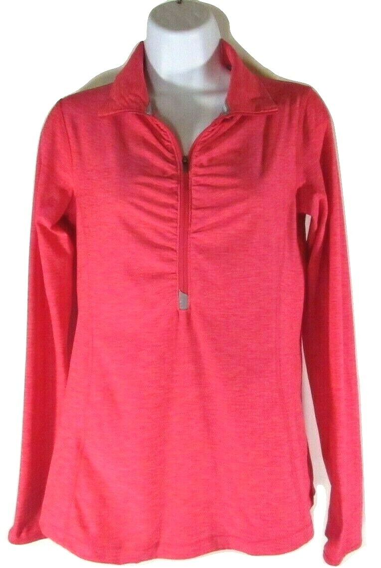 ЖЕНСКАЯ РУБАШКА NEW BALANCE NBDRY КОРАЛЛОВОГО ЦВЕТА С ДЛИННЫМ РУКАВОМ НА МОЛНИИ 1/4, #WT73891-POH